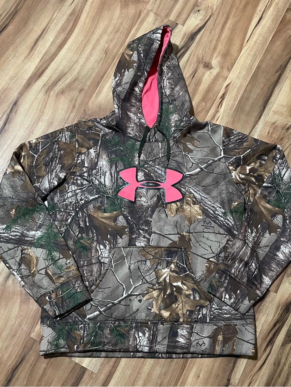 Under Armour Realtree Camouflage Hooded Sweatshirt Pink Accent Size L